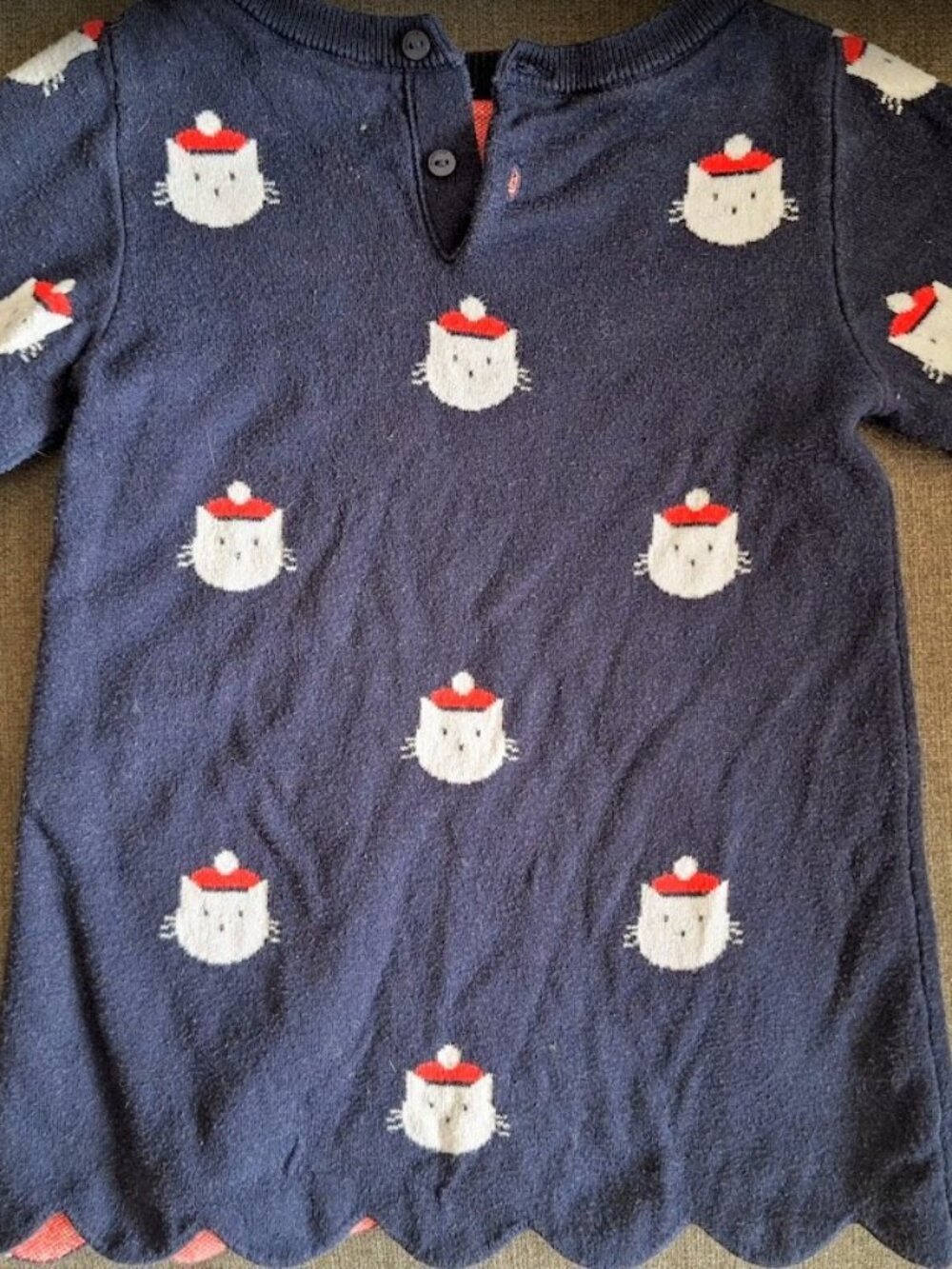Jacadi winter dress - 18 month - blue cat themed